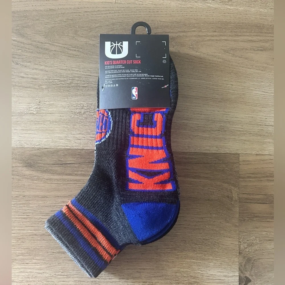 NBA New York Knicks Kids Quarter Cut Socks 3-Pack Size 9–11L (Shoe 4–9.5)- NWT